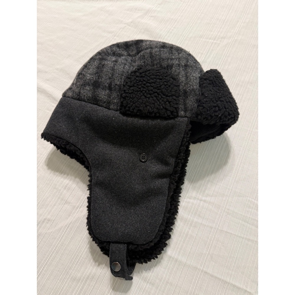 Levis Trapper Hat Mens L/XL Charcoal Grey Black Sherpa Lined Winter Ear Flap Cap